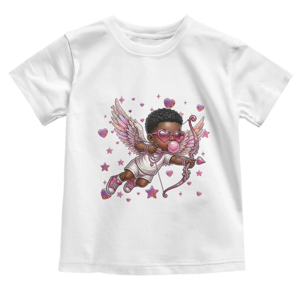 Cute Black Cupid Toddler T Shirt African American Valentines Day Gift - Wonder Print Shop