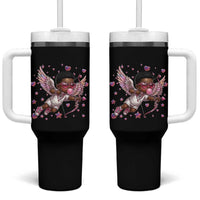 Cute Black Cupid Tumbler With Handle African American Valentines Day Gift - Wonder Print Shop