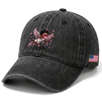 Cute Black Cupid Washed Cotton Baseball Cap African American Valentines Day Gift