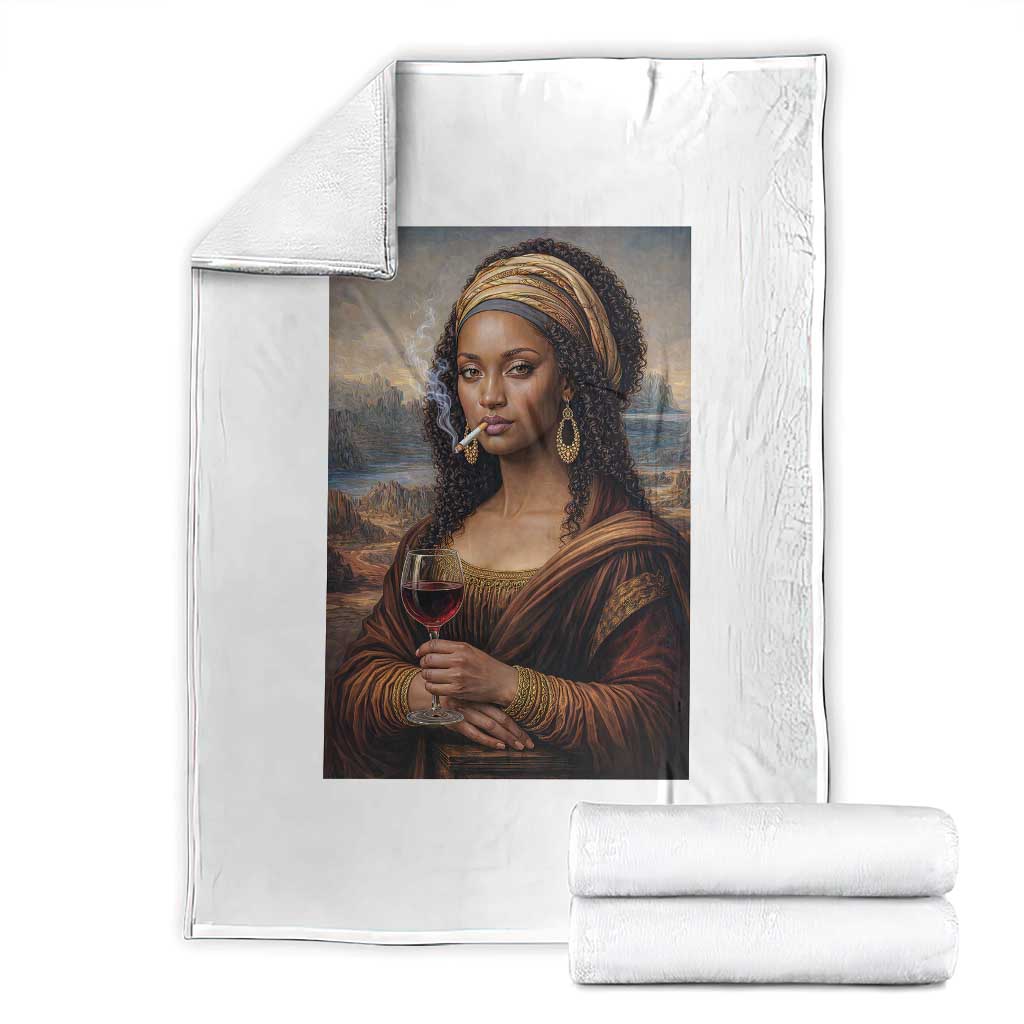 Funny Black Mona Lisa Throw Blanket Melanin Queen Black History Month - Wonder Print Shop
