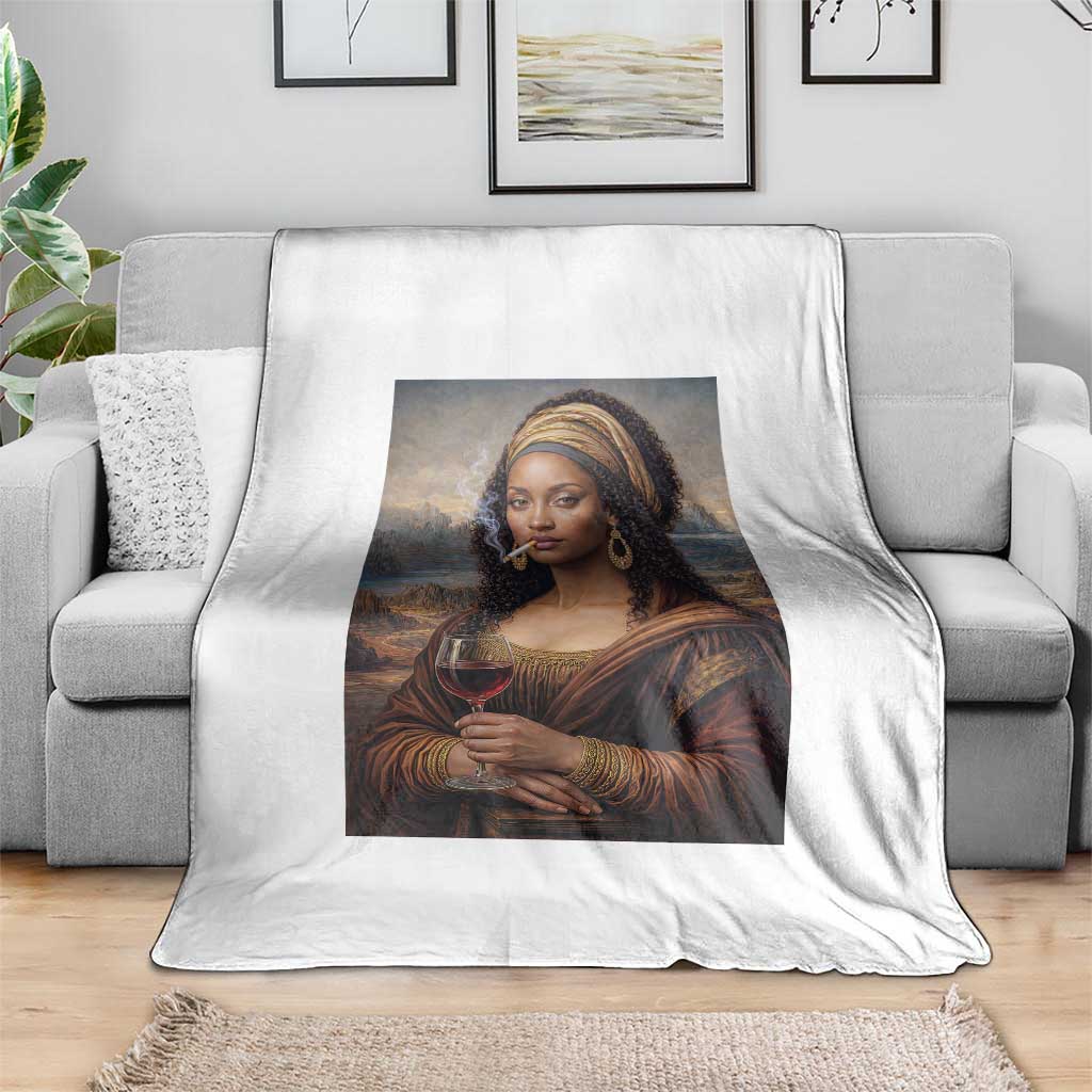 Funny Black Mona Lisa Throw Blanket Melanin Queen Black History Month - Wonder Print Shop