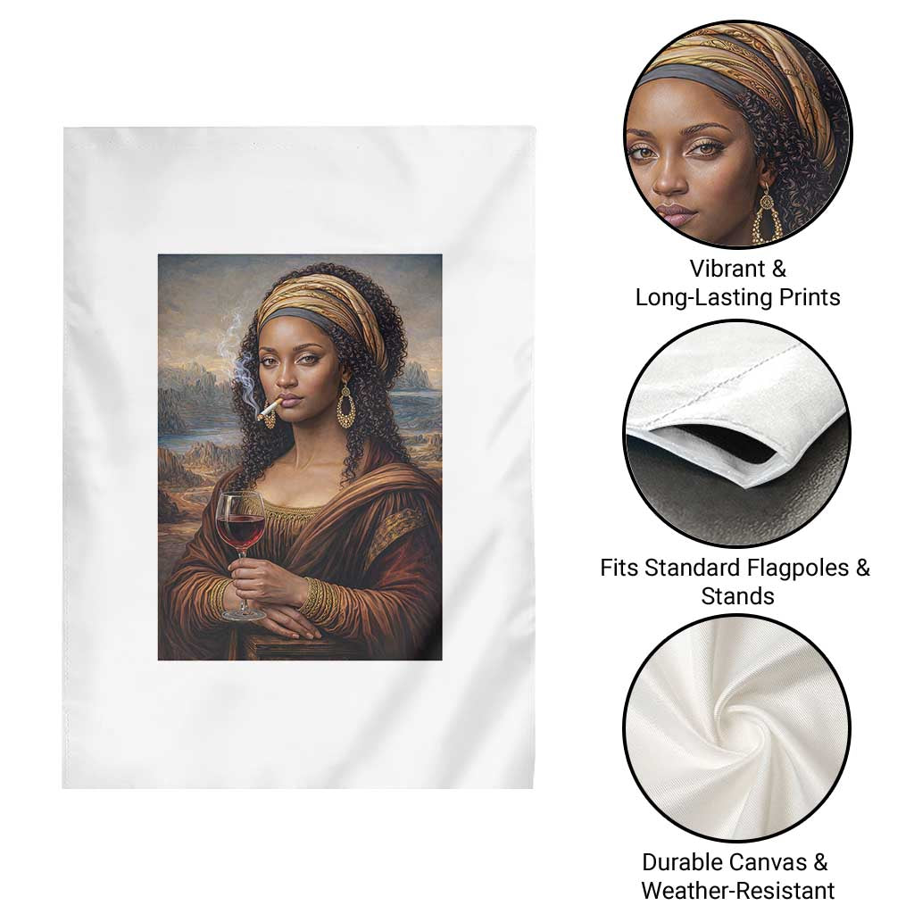 Funny Black Mona Lisa Garden Flag Melanin Queen Black History Month - Wonder Print Shop