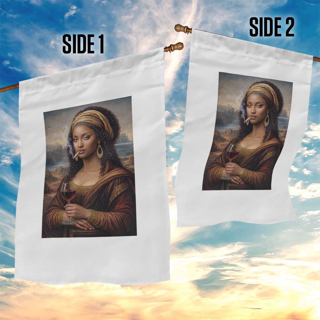 Funny Black Mona Lisa Garden Flag Melanin Queen Black History Month - Wonder Print Shop