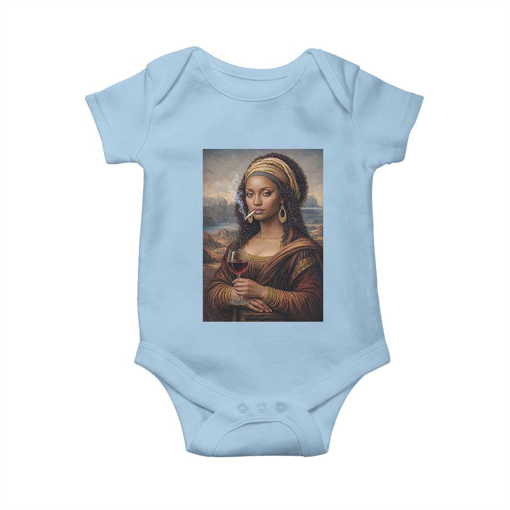 Funny Black Mona Lisa Baby Onesie Melanin Queen Black History Month - Wonder Print Shop