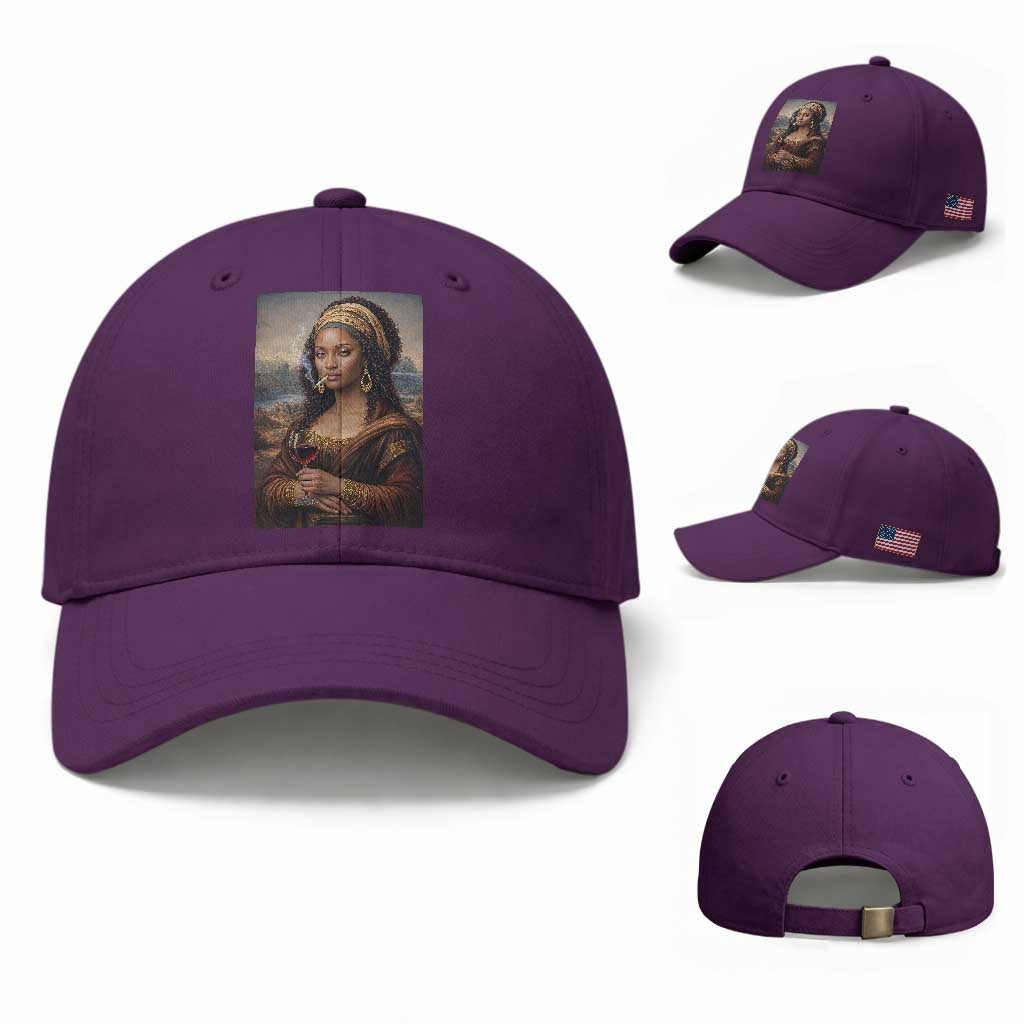Funny Black Mona Lisa Baseball Cap Melanin Queen Black History Month
