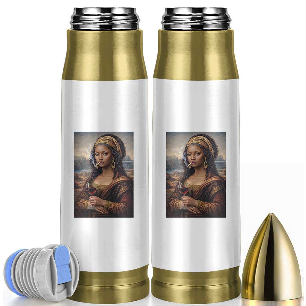 Funny Black Mona Lisa Bullet Tumbler Melanin Queen Black History Month - Wonder Print Shop