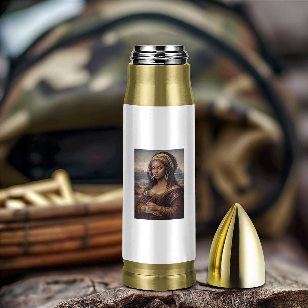 Funny Black Mona Lisa Bullet Tumbler Melanin Queen Black History Month - Wonder Print Shop