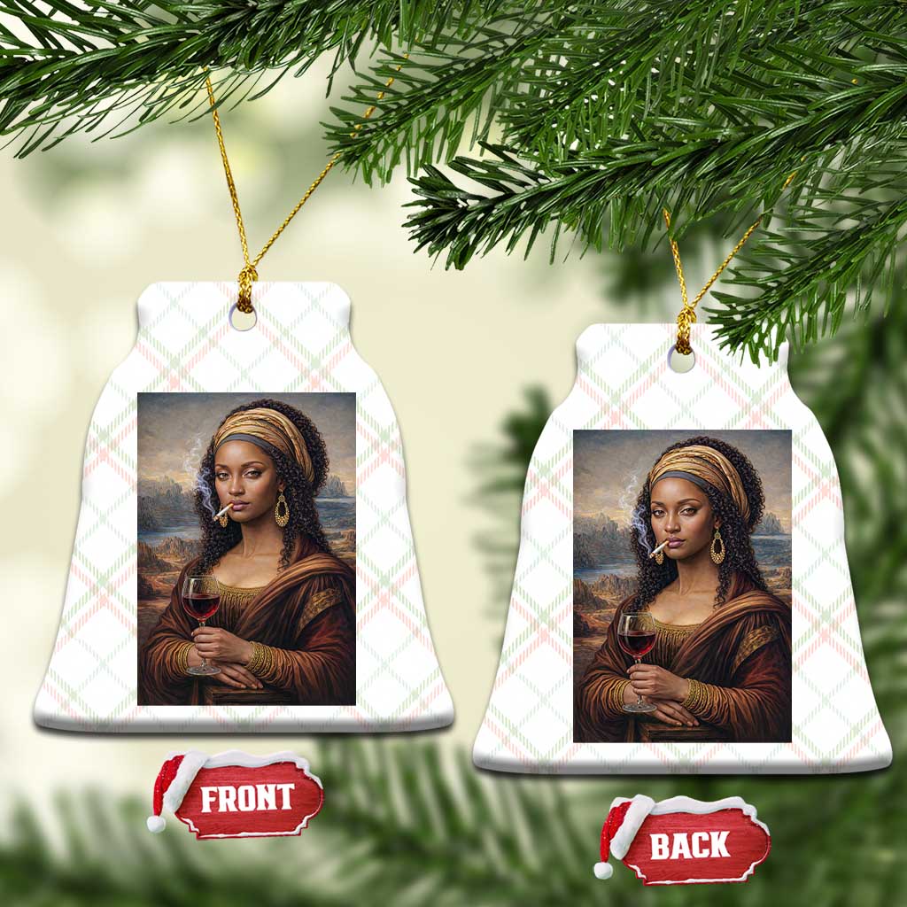 Funny Black Mona Lisa Ceramic Ornament Melanin Queen Black History Month - Wonder Print Shop
