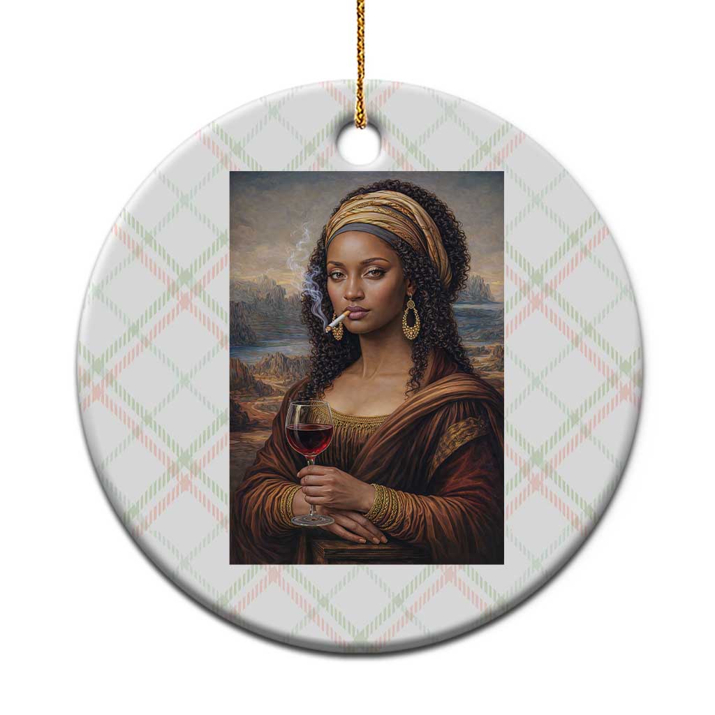 Funny Black Mona Lisa Ceramic Ornament Melanin Queen Black History Month - Wonder Print Shop