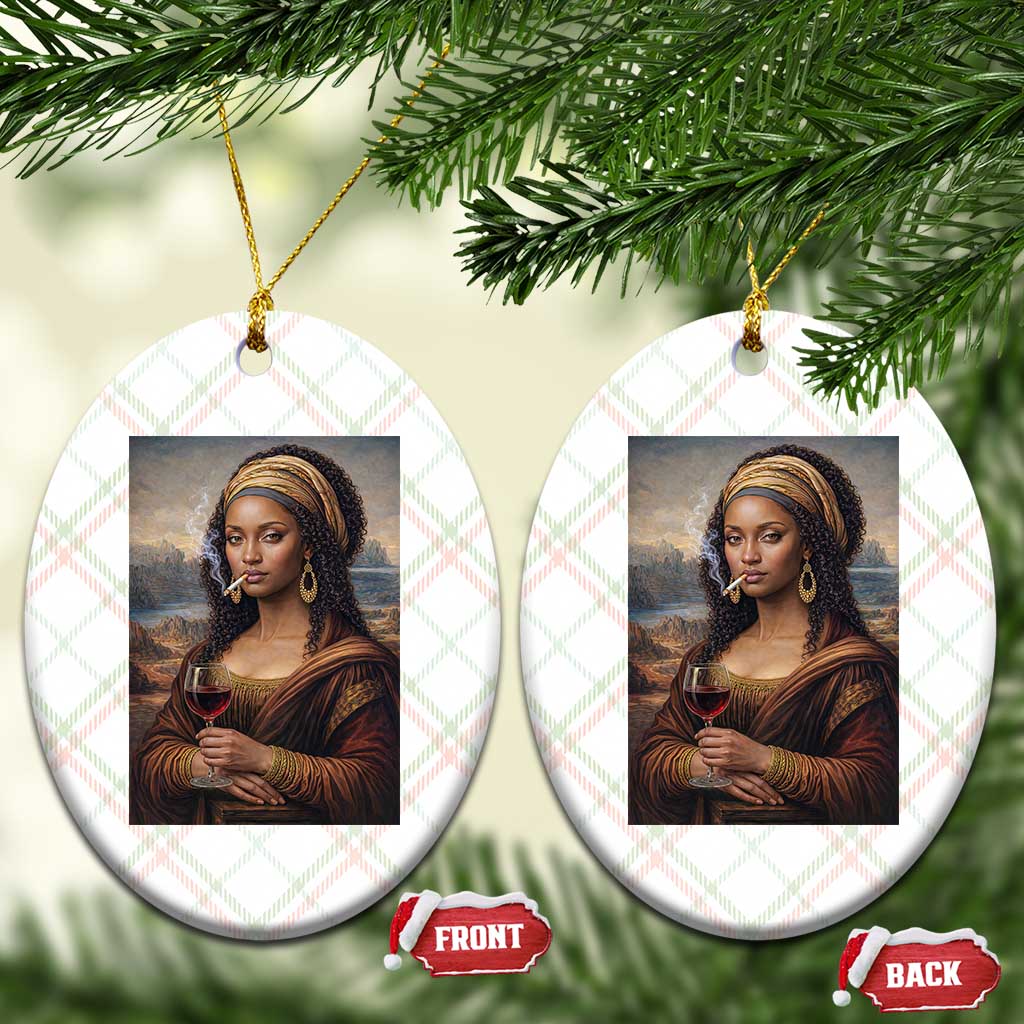 Funny Black Mona Lisa Ceramic Ornament Melanin Queen Black History Month - Wonder Print Shop