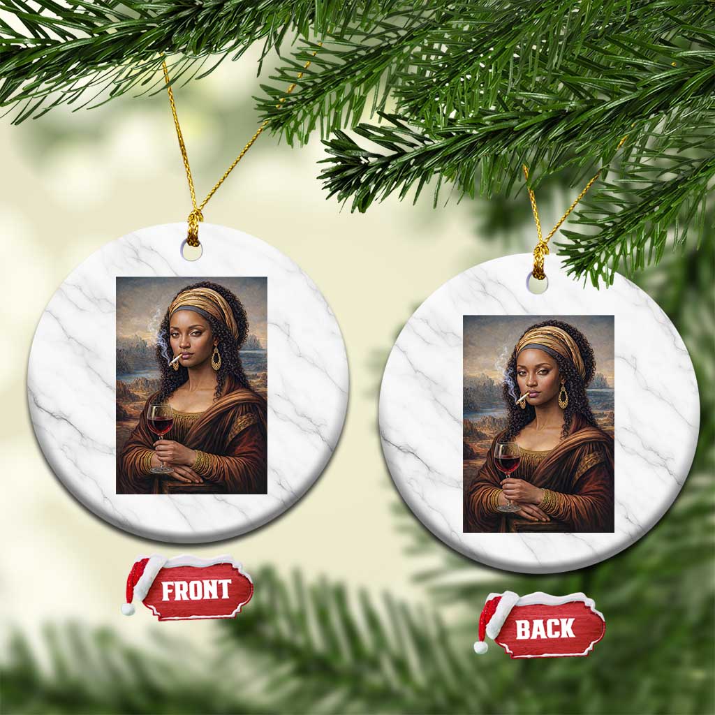 Funny Black Mona Lisa Ceramic Ornament Melanin Queen Black History Month - Wonder Print Shop