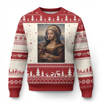 Funny Black Mona Lisa Ugly Christmas Sweater Melanin Queen Black History Month - Wonder Print Shop