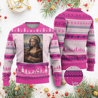 Funny Black Mona Lisa Ugly Christmas Sweater Melanin Queen Black History Month - Wonder Print Shop