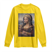 Funny Black Mona Lisa Long Sleeve Shirt Melanin Queen Black History Month - Wonder Print Shop