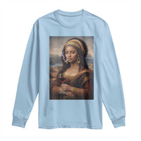 Funny Black Mona Lisa Long Sleeve Shirt Melanin Queen Black History Month - Wonder Print Shop