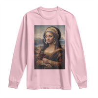 Funny Black Mona Lisa Long Sleeve Shirt Melanin Queen Black History Month - Wonder Print Shop