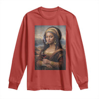 Funny Black Mona Lisa Long Sleeve Shirt Melanin Queen Black History Month - Wonder Print Shop