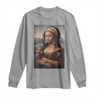Funny Black Mona Lisa Long Sleeve Shirt Melanin Queen Black History Month - Wonder Print Shop
