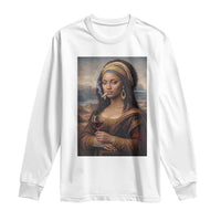 Funny Black Mona Lisa Long Sleeve Shirt Melanin Queen Black History Month - Wonder Print Shop