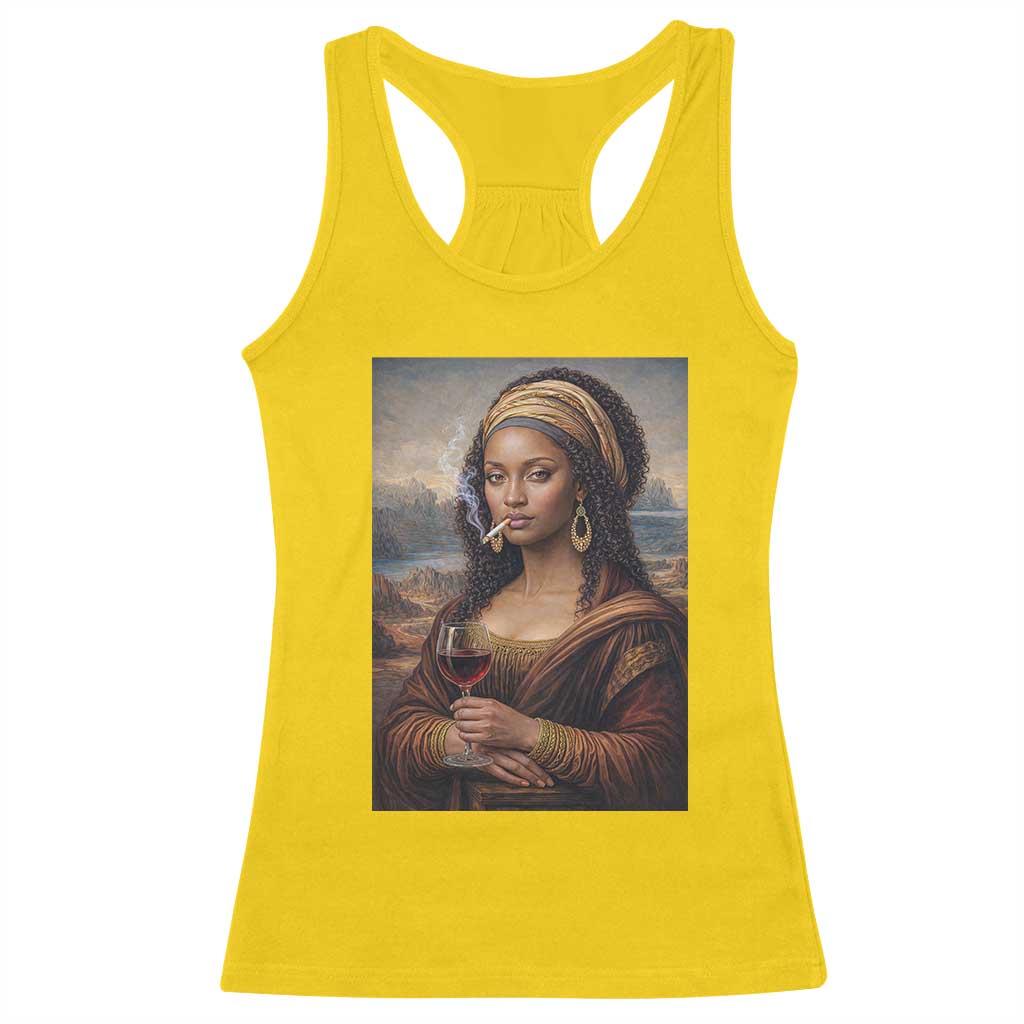 Funny Black Mona Lisa Racerback Tank Top Melanin Queen Black History Month - Wonder Print Shop
