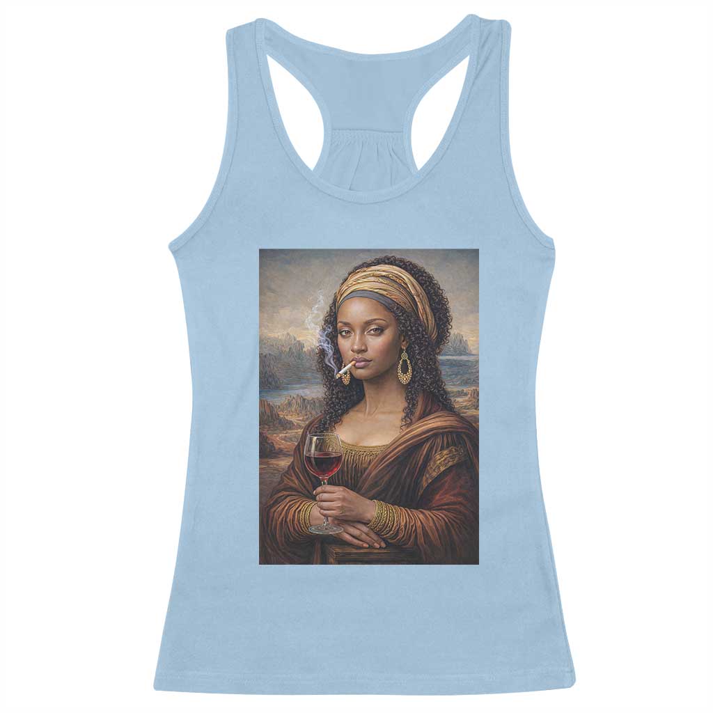 Funny Black Mona Lisa Racerback Tank Top Melanin Queen Black History Month - Wonder Print Shop