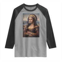 Funny Black Mona Lisa Raglan Shirt Melanin Queen Black History Month - Wonder Print Shop
