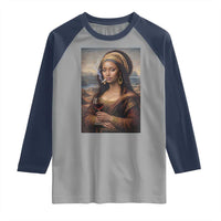 Funny Black Mona Lisa Raglan Shirt Melanin Queen Black History Month - Wonder Print Shop