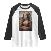 Funny Black Mona Lisa Raglan Shirt Melanin Queen Black History Month - Wonder Print Shop