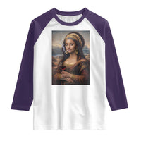 Funny Black Mona Lisa Raglan Shirt Melanin Queen Black History Month - Wonder Print Shop