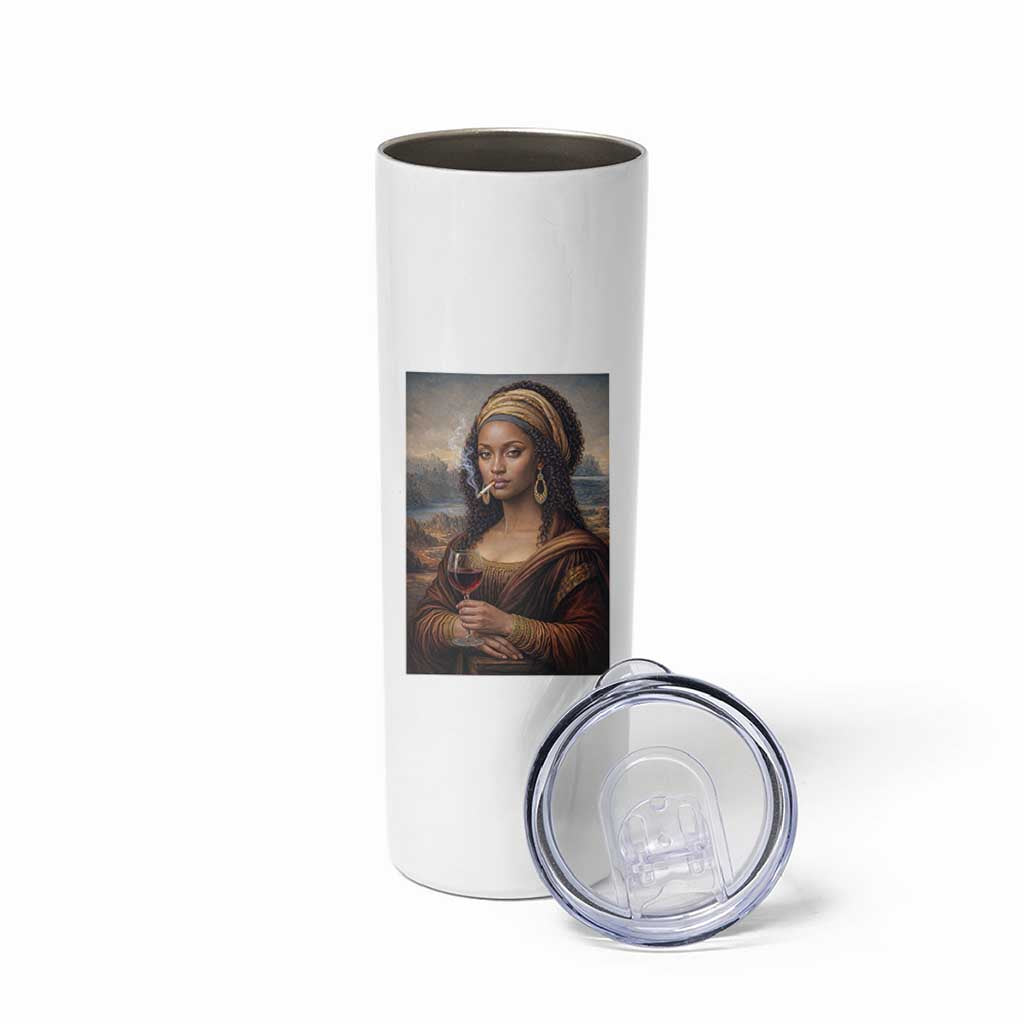 Funny Black Mona Lisa Skinny Tumbler Melanin Queen Black History Month - Wonder Print Shop