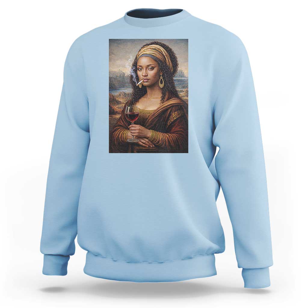 Funny Black Mona Lisa Sweatshirt Melanin Queen Black History Month - Wonder Print Shop