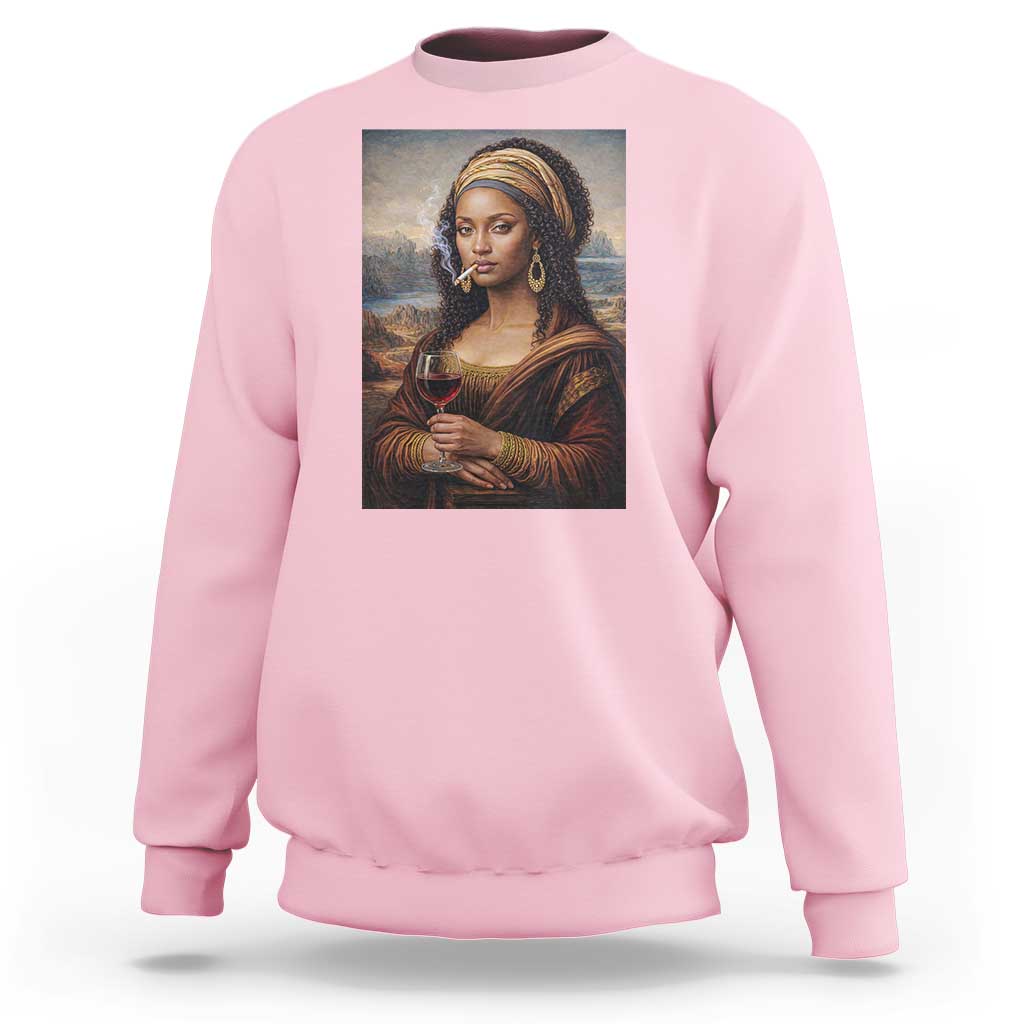 Funny Black Mona Lisa Sweatshirt Melanin Queen Black History Month - Wonder Print Shop