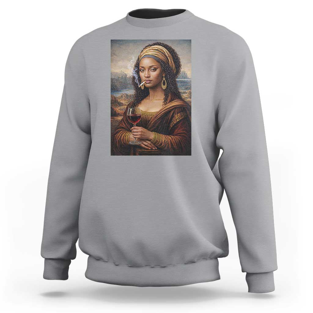 Funny Black Mona Lisa Sweatshirt Melanin Queen Black History Month - Wonder Print Shop