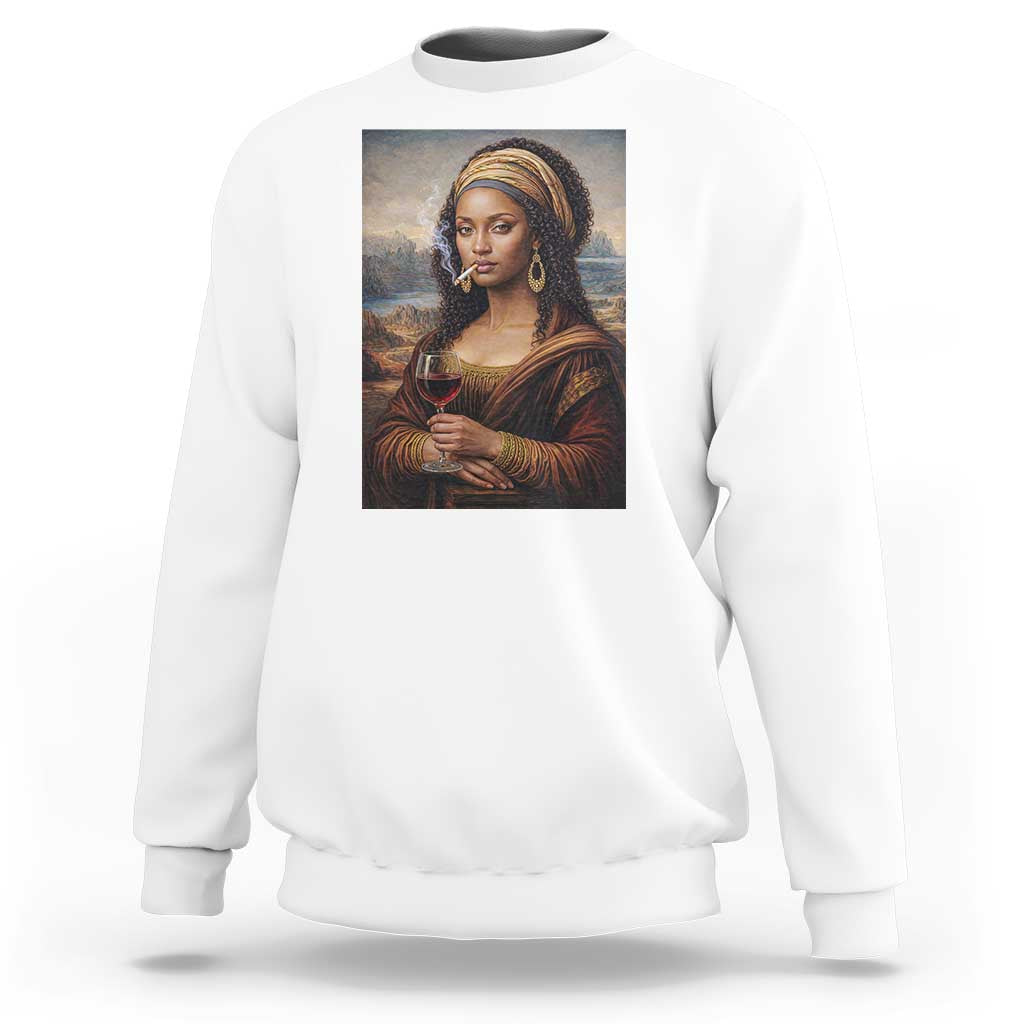 Funny Black Mona Lisa Sweatshirt Melanin Queen Black History Month - Wonder Print Shop