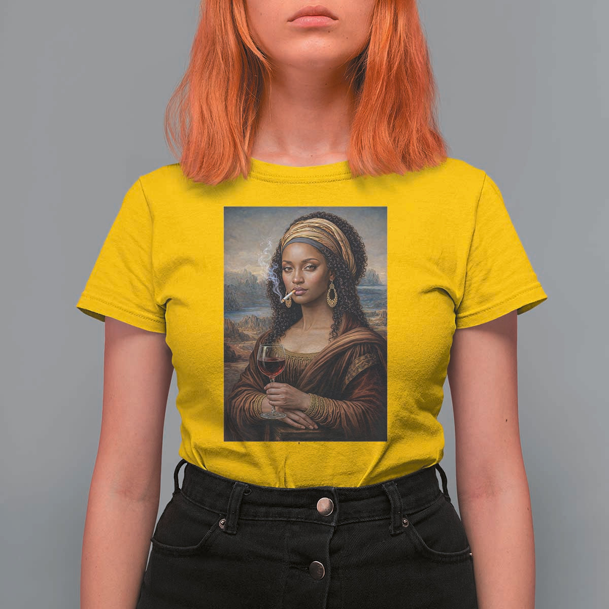 Funny Black Mona Lisa T Shirt For Women Melanin Queen Black History Month - Wonder Print Shop