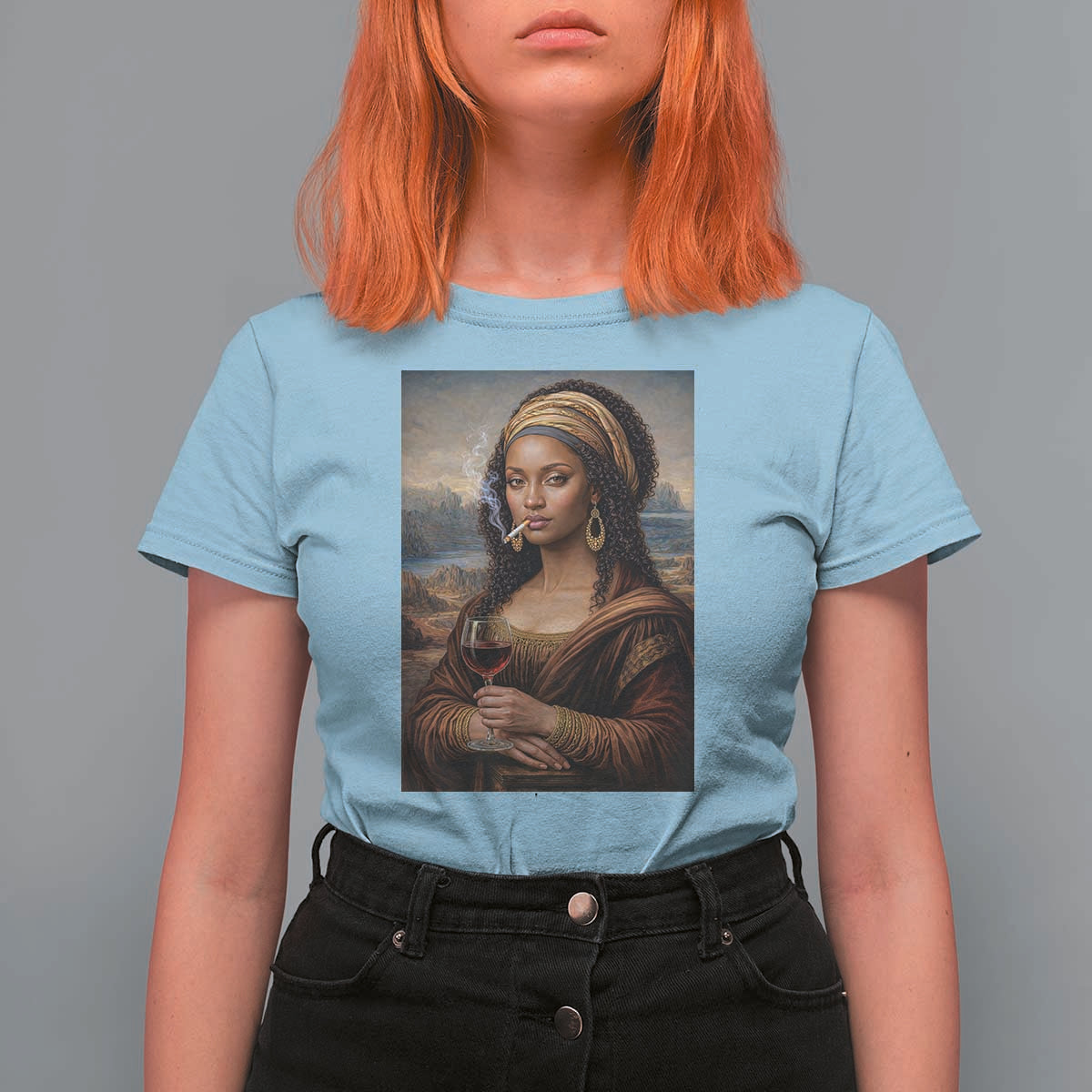 Funny Black Mona Lisa T Shirt For Women Melanin Queen Black History Month - Wonder Print Shop