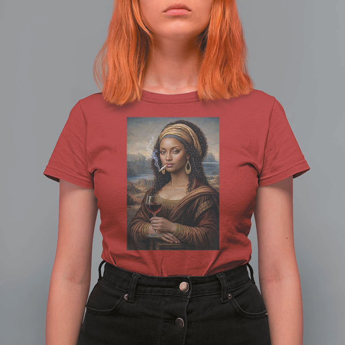 Funny Black Mona Lisa T Shirt For Women Melanin Queen Black History Month - Wonder Print Shop