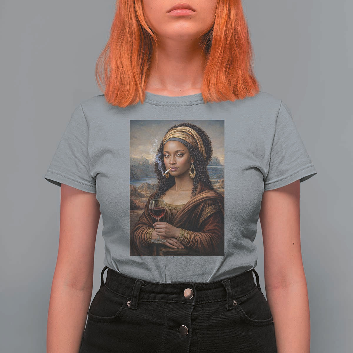 Funny Black Mona Lisa T Shirt For Women Melanin Queen Black History Month - Wonder Print Shop