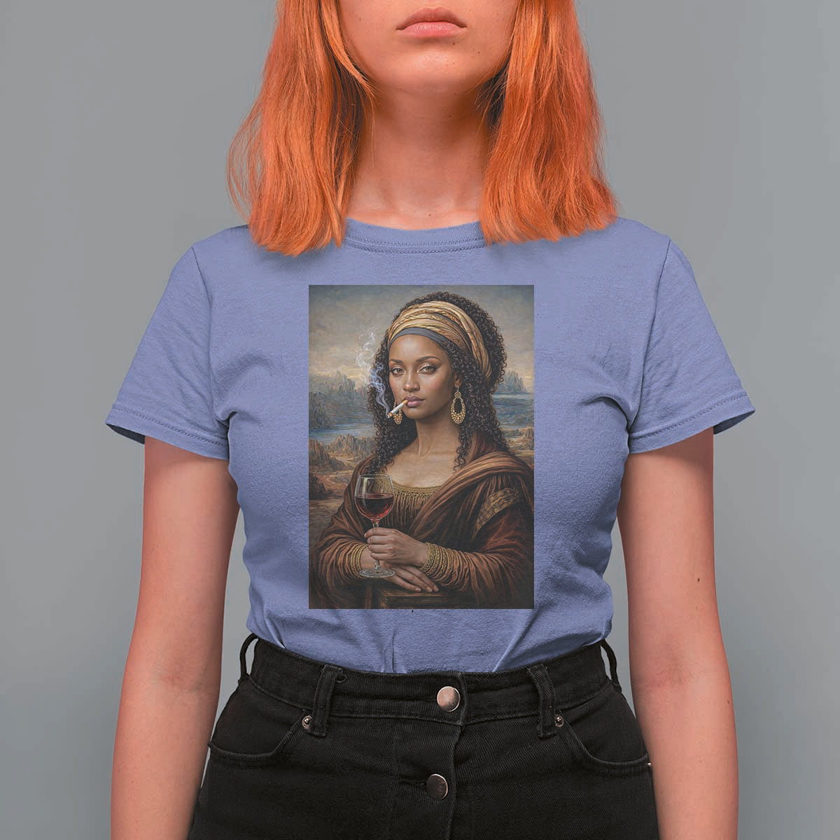 Funny Black Mona Lisa T Shirt For Women Melanin Queen Black History Month - Wonder Print Shop