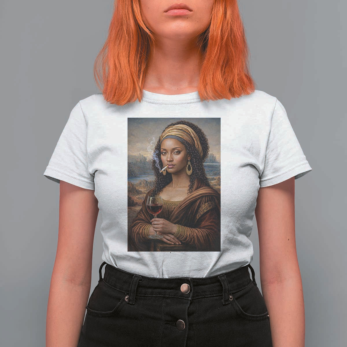 Funny Black Mona Lisa T Shirt For Women Melanin Queen Black History Month - Wonder Print Shop