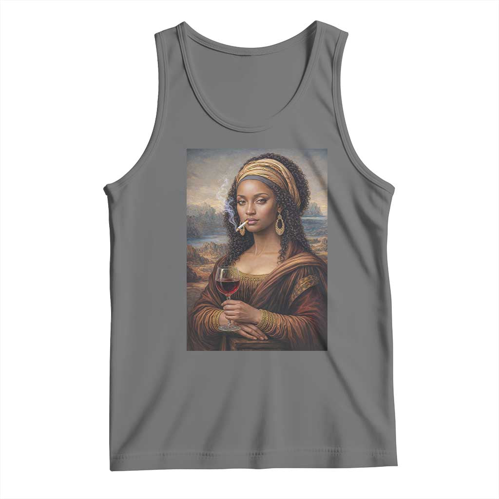 Funny Black Mona Lisa Tank Top Melanin Queen Black History Month - Wonder Print Shop