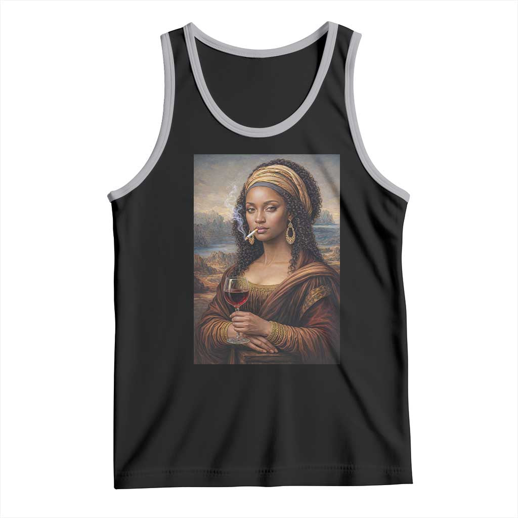 Funny Black Mona Lisa Tank Top Melanin Queen Black History Month - Wonder Print Shop
