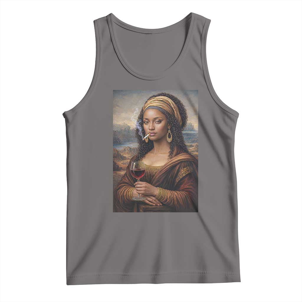 Funny Black Mona Lisa Tank Top Melanin Queen Black History Month - Wonder Print Shop