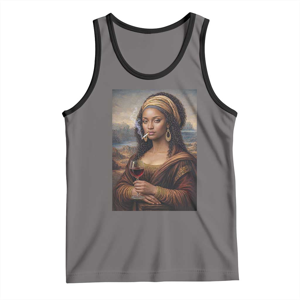 Funny Black Mona Lisa Tank Top Melanin Queen Black History Month - Wonder Print Shop