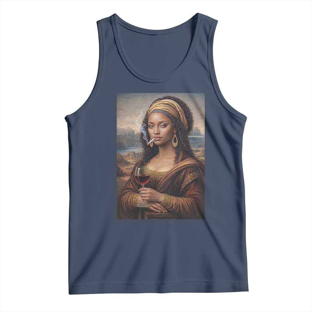 Funny Black Mona Lisa Tank Top Melanin Queen Black History Month - Wonder Print Shop
