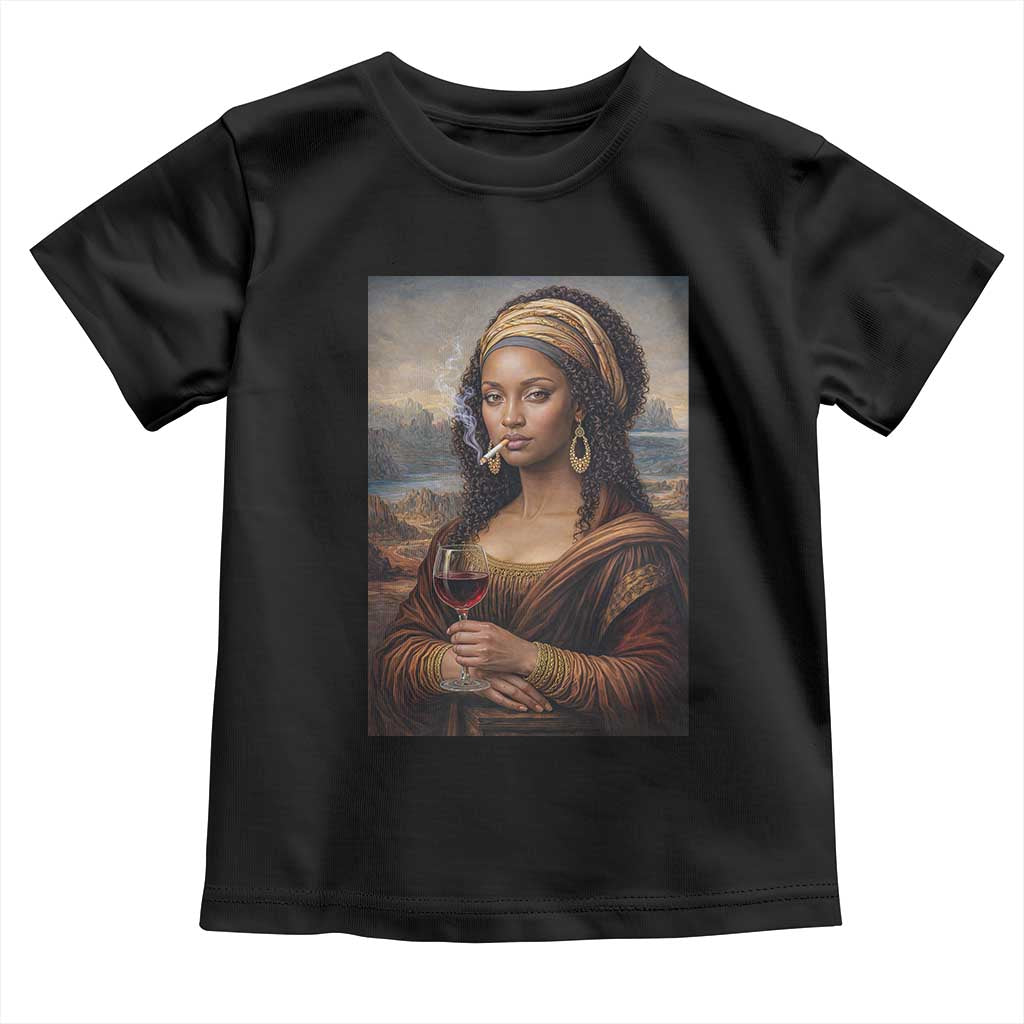 Funny Black Mona Lisa Toddler T Shirt Melanin Queen Black History Month - Wonder Print Shop