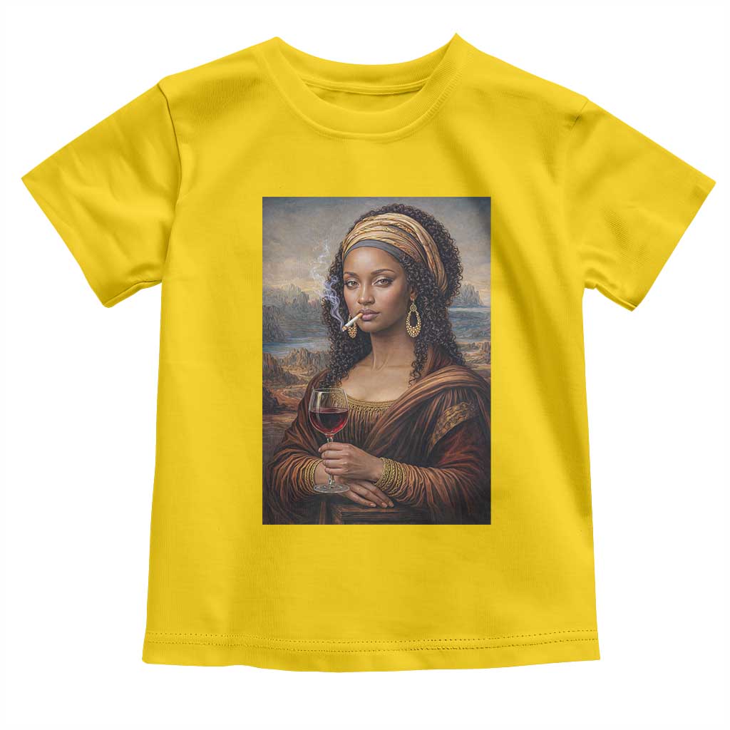 Funny Black Mona Lisa Toddler T Shirt Melanin Queen Black History Month - Wonder Print Shop
