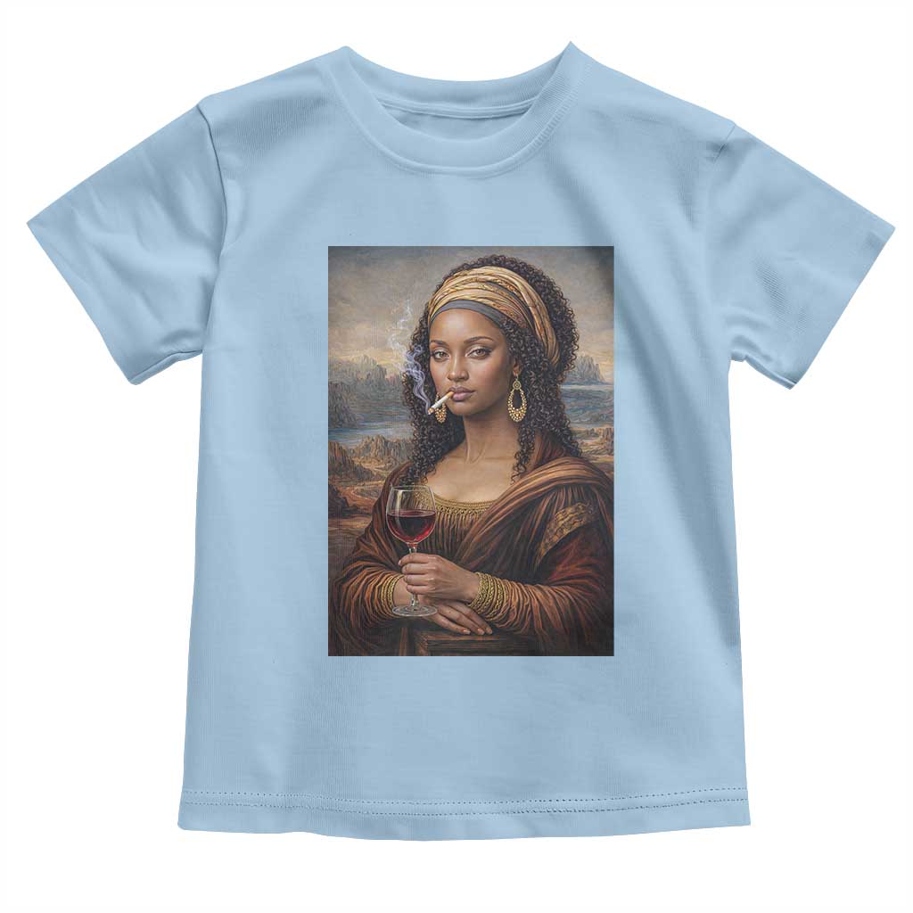 Funny Black Mona Lisa Toddler T Shirt Melanin Queen Black History Month - Wonder Print Shop
