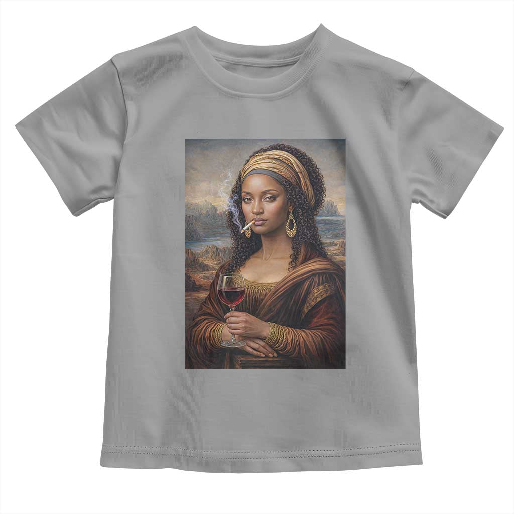 Funny Black Mona Lisa Toddler T Shirt Melanin Queen Black History Month - Wonder Print Shop