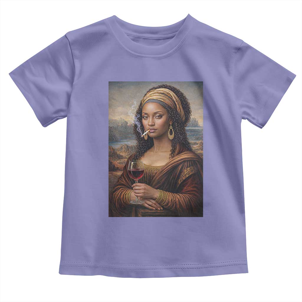 Funny Black Mona Lisa Toddler T Shirt Melanin Queen Black History Month - Wonder Print Shop